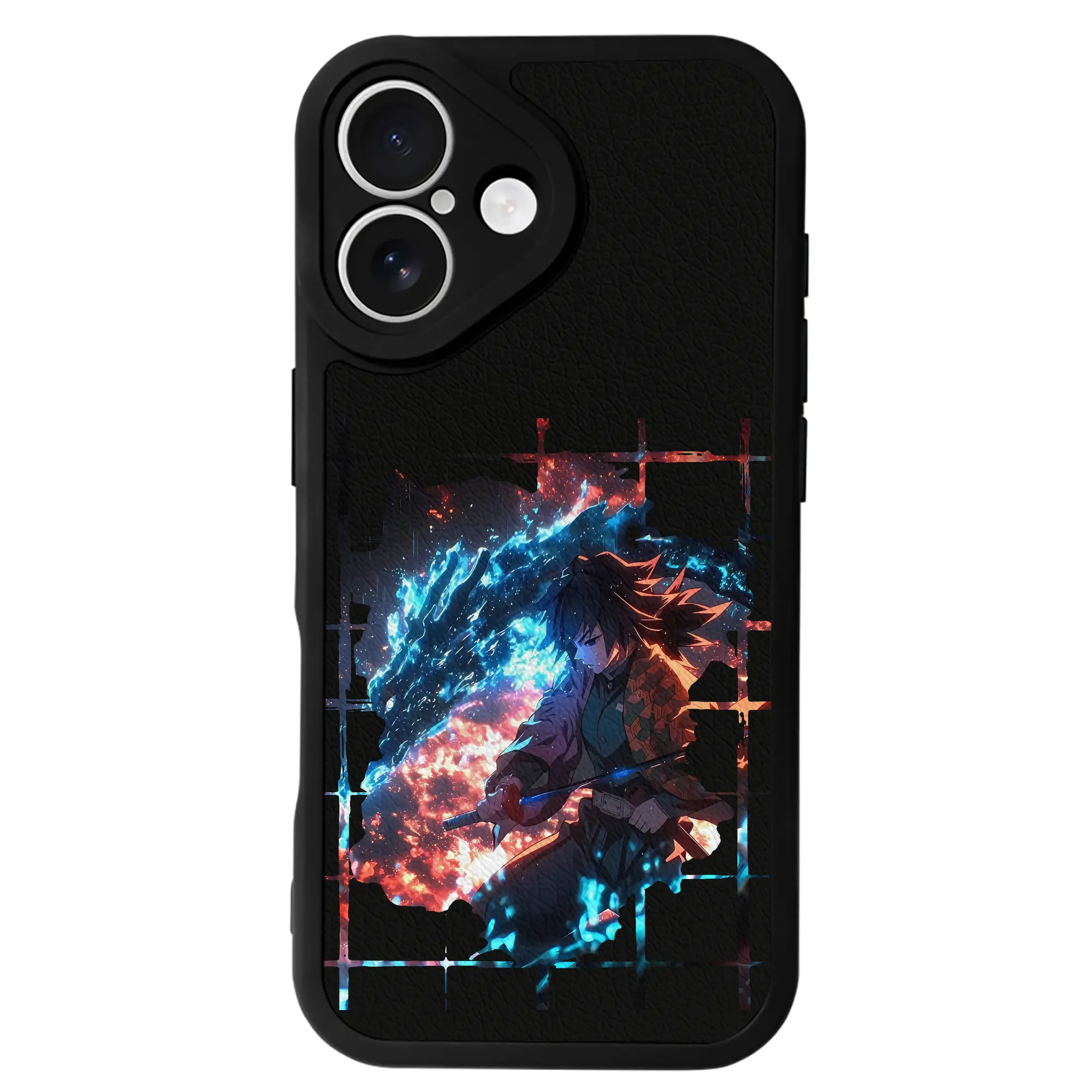 鬼滅の刃 グッズ,冨岡 義勇 - IPhone 16シリーズ対応 ・ シリコンスマホケース ・ レザー調 ・ 高精度フィット ・ 耐衝撃 ・ ワイヤレス充電対応 ・ 精密カット